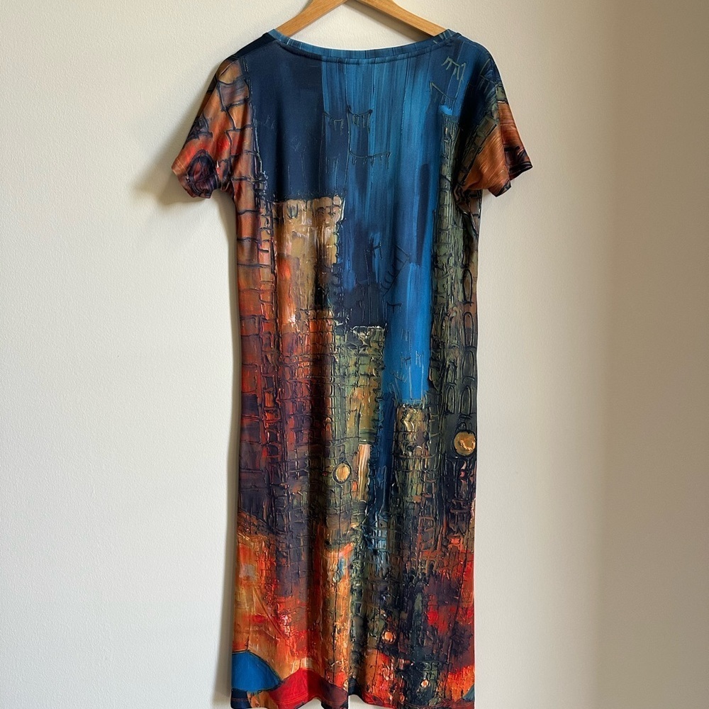 Exclusive Blue/Orange/Green Shift Dress Size M - Picture 4 of 4